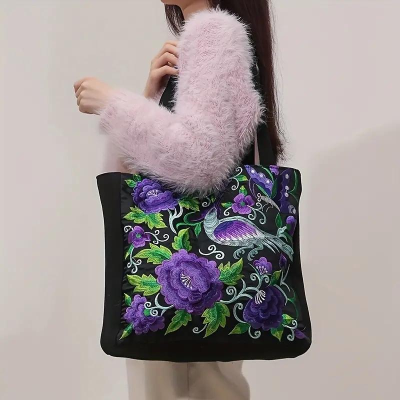 Embroidered Canvas Bag Ethnic Phoenix Embroidered Women's Shoulder Bag Casual Handbag