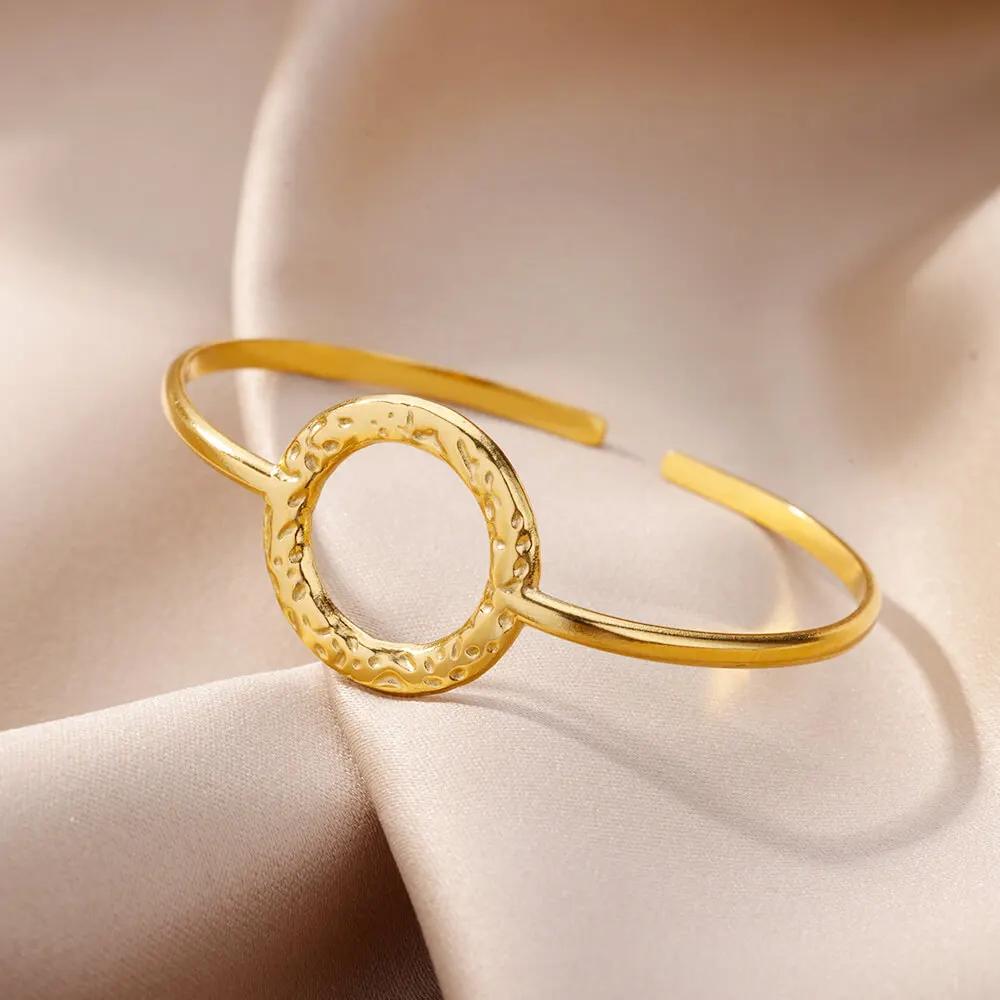 Egyptian Zircon Egyptian Queen Nefertiti Bracelets For Women Gold Color Cuff Bracelet Stainless Steel Vintage Adjustable Bangle