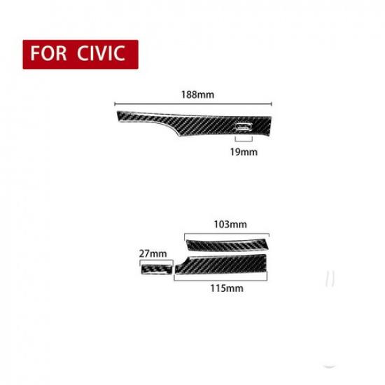 5Pcs For Honda Civic 8th 2006-2011 Carbon Fiber Gear Shift Side Panel Cover Trim