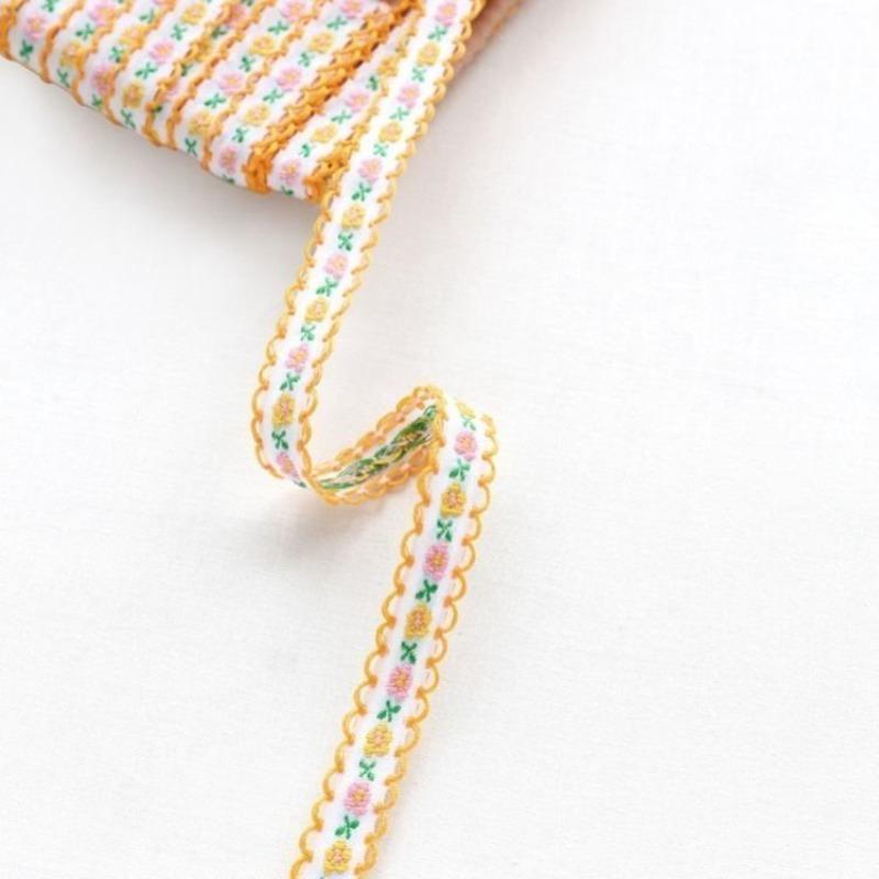 Lace Fabric Webbing Embroidery, Floral 1cm Handmade DIY Accessories Ribbon Clothing Decoration Jacquard Belt Length 3 Meters