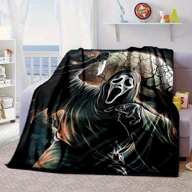 Ghostface Greetings Poster Blanket Flannel Blanket for Bed, Sofa, Camping, Hiking, Picnic Essentials, Gift for Family Fan Gifts