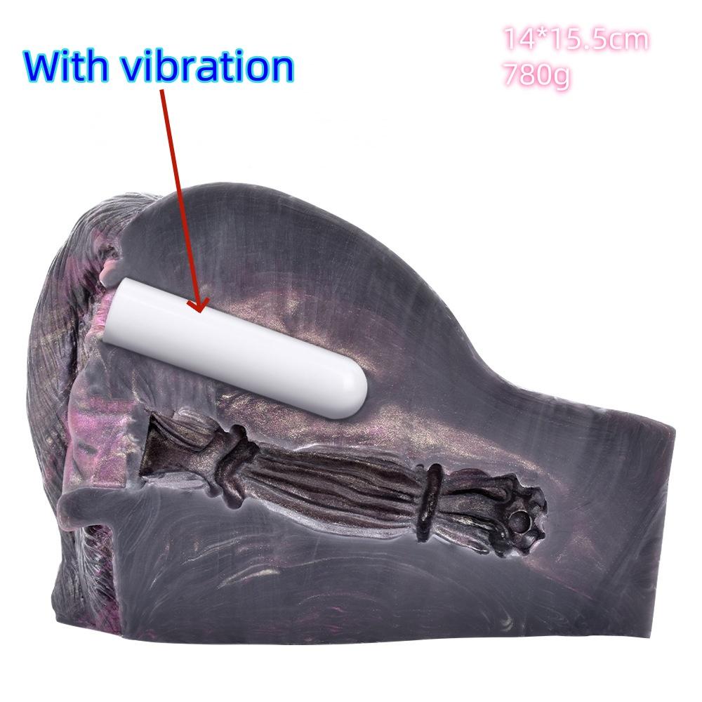 Masturbation Cup Liquid Silicone Sex Toys 738g 14*10.5cm Black Simulation Animal Vagina Fox Manual