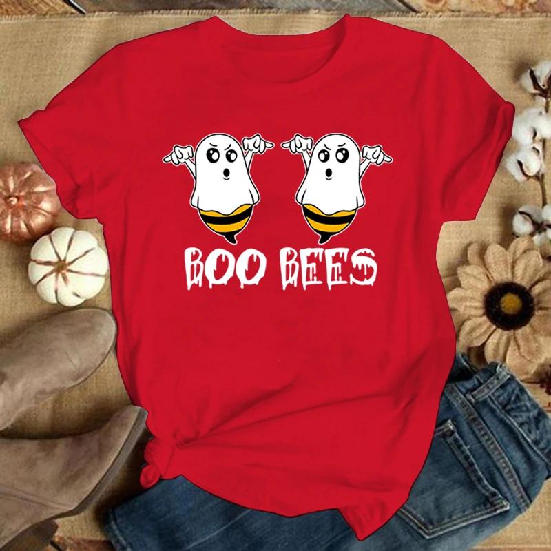 

Летняя футболка с коротким рукавом Femme Funny Boo Bees Letter Print TSshirt Casual T Shirt Women Sexy Tops Harajuku Kawaii Clothes XS