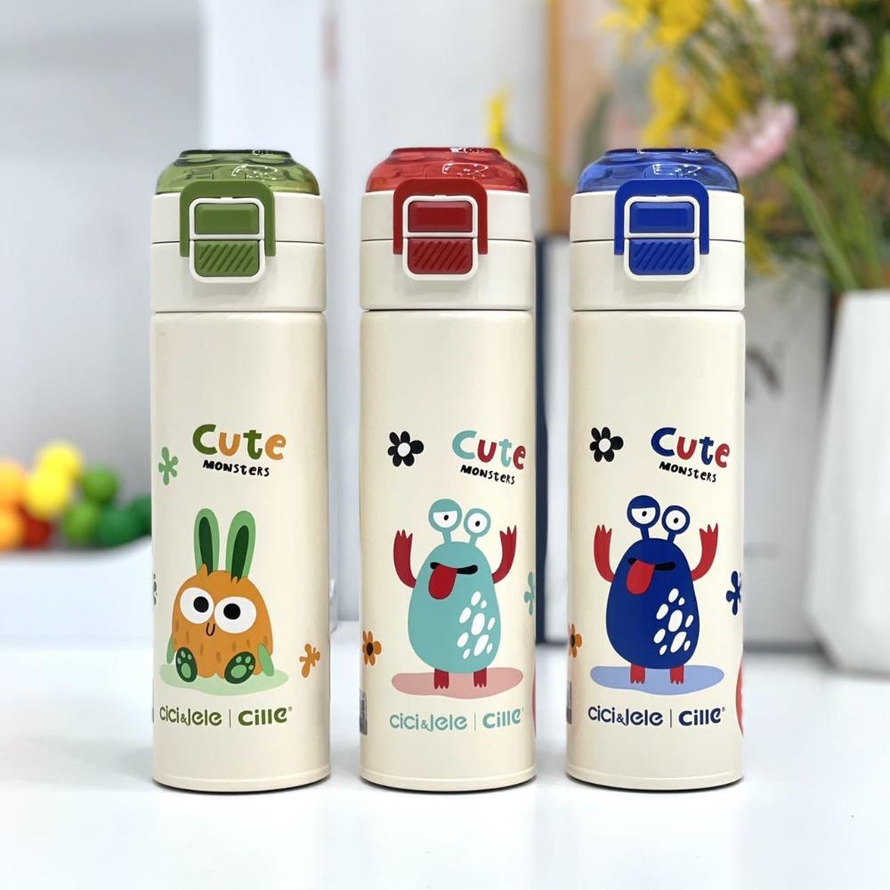 400/500ml Children's Insulated Bottle Stainless Steel Cartoon Pattern Drinking Cup Leak-Proof Water Bottles