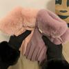 Solid Color  Gloves Warm Full Finger Mittens Fashion Women Furry Gloves  Female