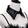 Abnehmbarer schwarzer Leder-Fake-Kragen Pu Punk-Stil Kragen Cooler Nietenkraggen Layering-Teil