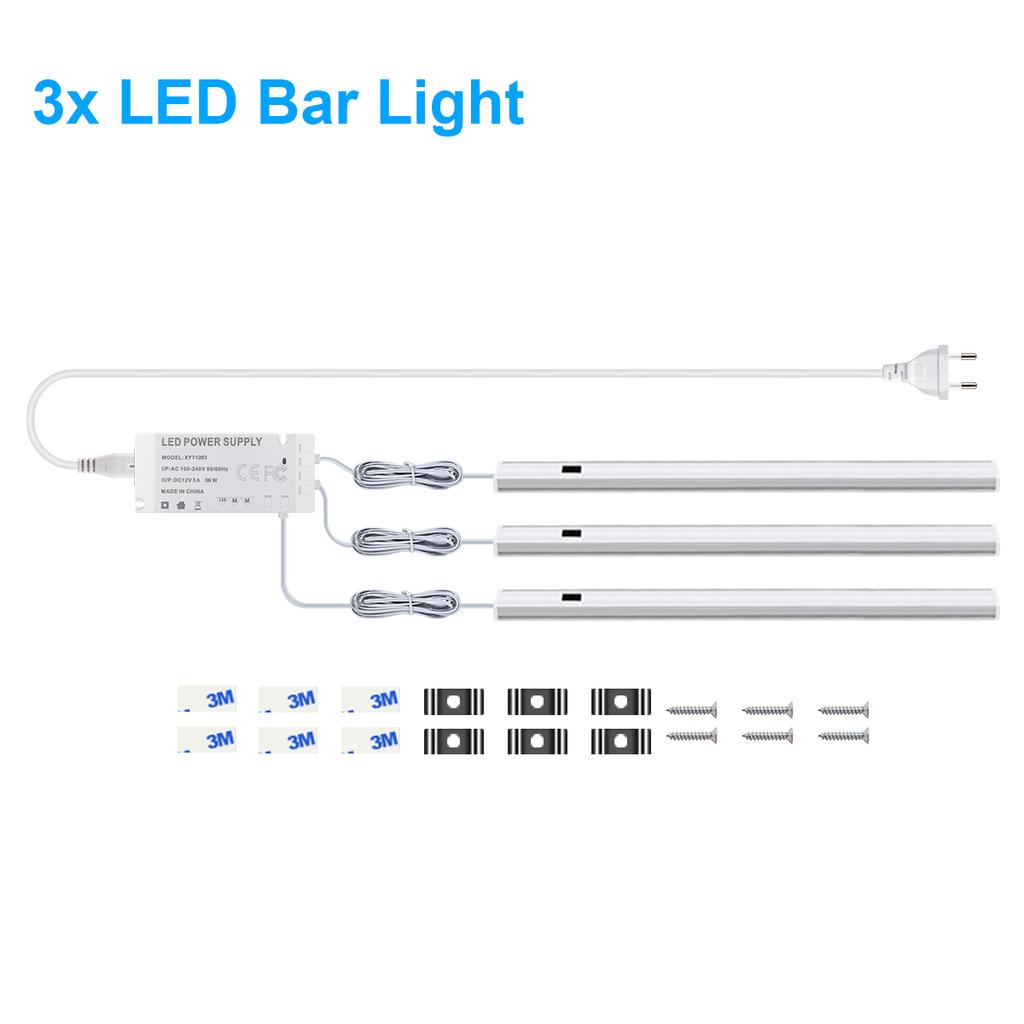 Bathroom Kitchen LED Under Cabinet Light Hand Scan Motion Sensor Switch 12V Aluminum Bar Light Tube DIY Bedroom Shelf Backlight