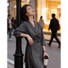 Demana Women's Shawl Collar Double-Breasted A-Line Dress