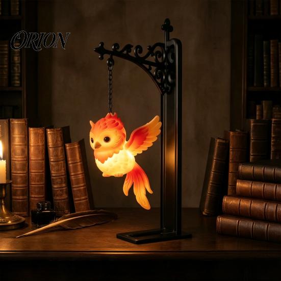 Magical Lantern for Reading Nook Hanging Magic Owl Bird Deer Bookend Lamp, Gothic Metal Bookshelf Light, Relaxed Light Den Vintage Library Animal