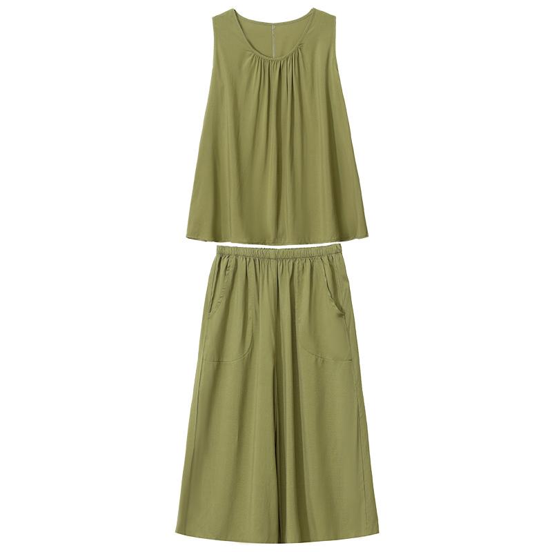 Women's Plus Size Sleeveless 2-Piece Set, Casual Tank Top & Capri Pants (XL-7XL)