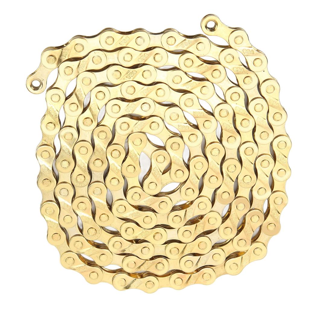 8 Speed Bike Chain 116 Links Mountain Road Bike Chain Bike Replacement Chain Gold Flatbed
