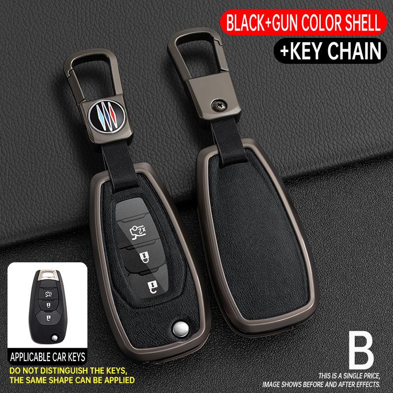 Metal Leather Car Key Fob Case Cover Keychain For Chevrolet Chevy Cruze Trailblazer Spark Trax