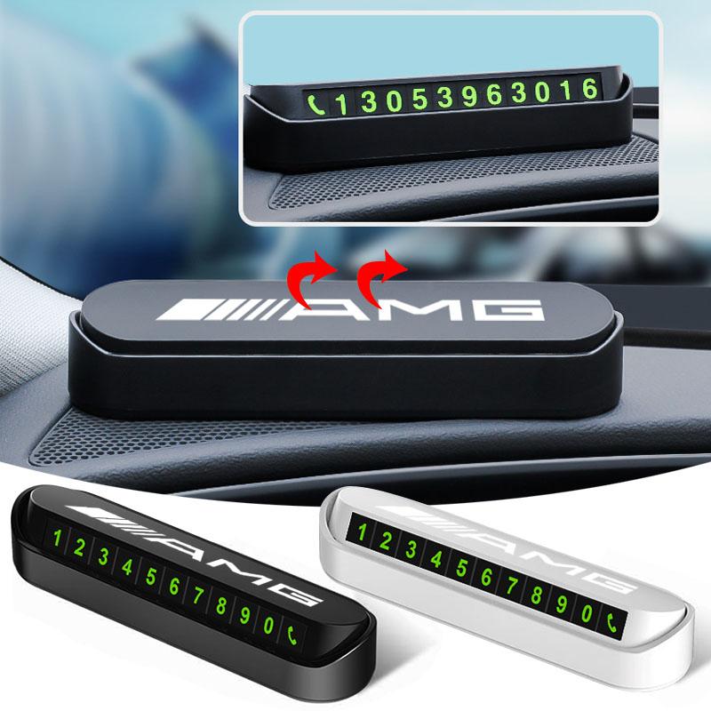 AABID1 Car Temporary Parking Card Phone Number Card Plate Caps Car Accessories For Mercedes Benz AMG W204 W213 W205 W211 W212 W176