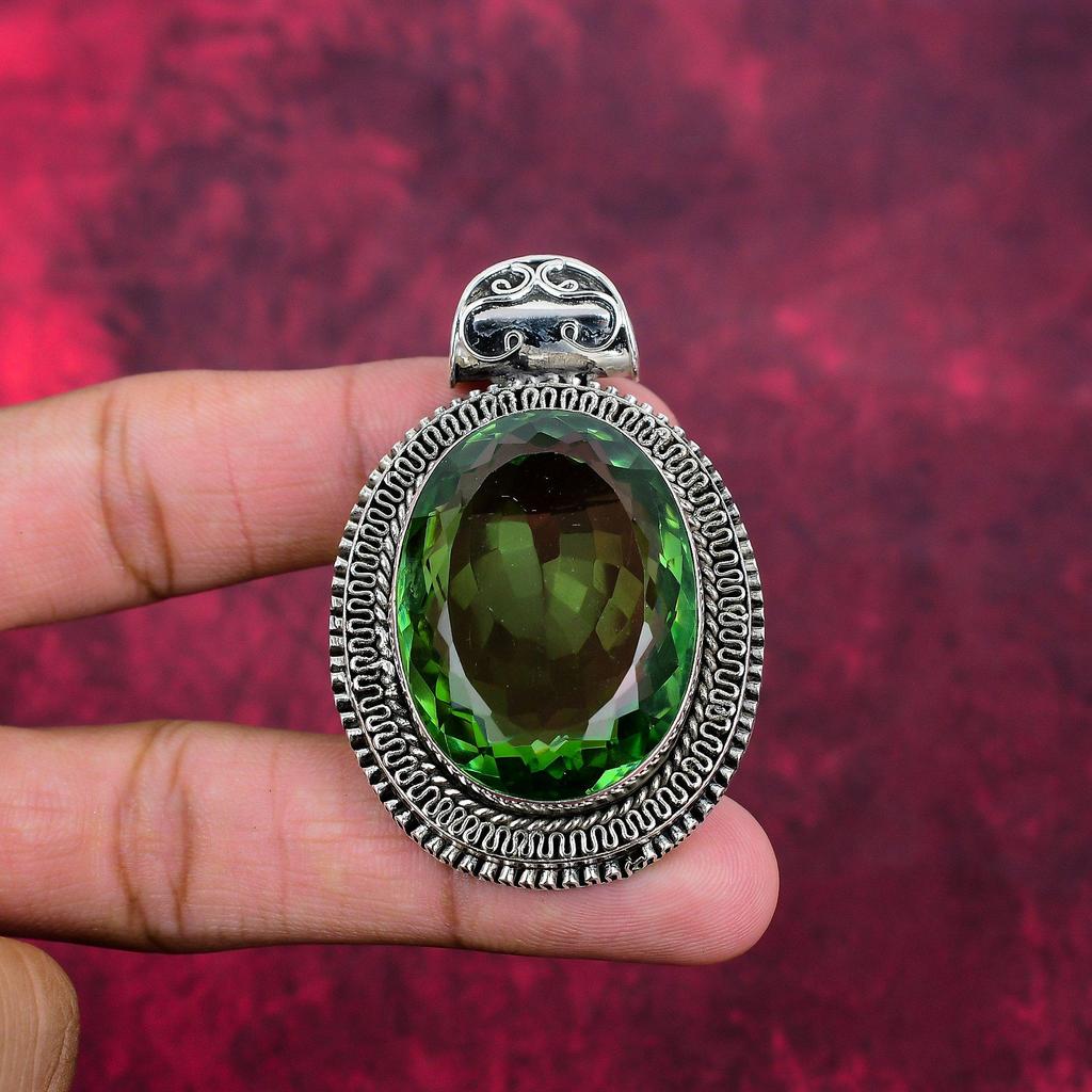 Tsavorit Anhänger, 925 Sterling Silber Edelstein Schmuck, handgefertigter Anhänger, für Thanksgiving