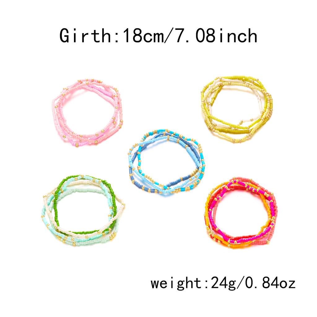 Bohemian Beaded Bracelets Set For Women Colorful Beads Stretchy Strand Chain Stacked Bracelets Summer Beach Jewelry