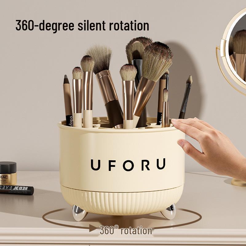 Rotating Makeup Brush & Cosmetics Organizer for Desktop or Vanity
