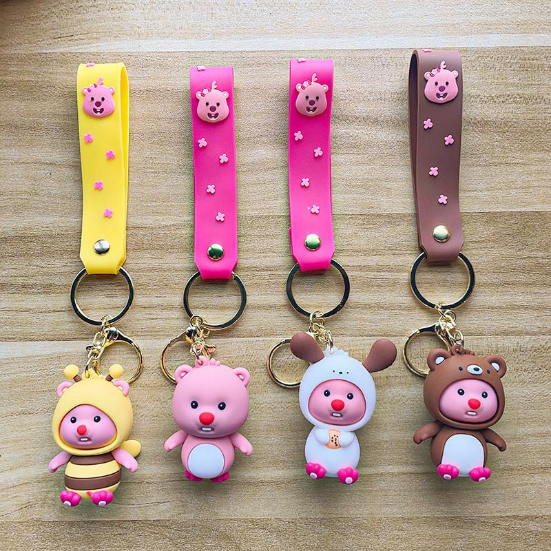 Adorable Cartoon Beaver Keychain Cute Silicone Figure For Girlfriend Gift