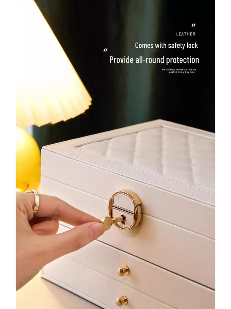 Exquisite Three-Layer Jewelry Box 2025 - Large Capacity for Earrings and Necklaces