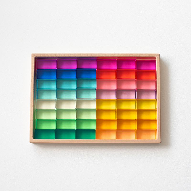 Transparent Rainbow 3D Building Blocks: Educational Acrylic Cubes for Children