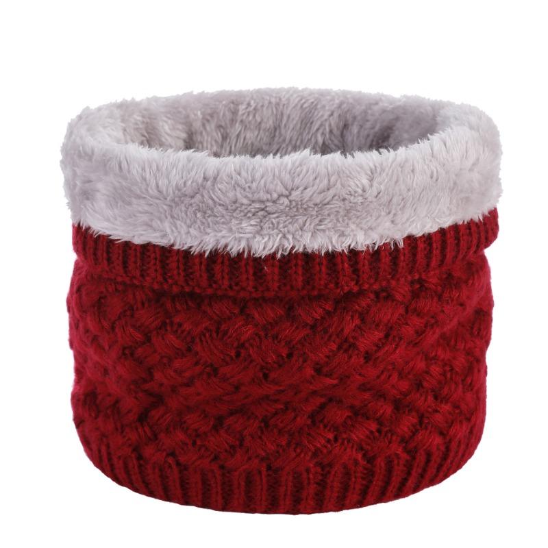 Winter Solid Color Velvet Neck Cover Female Cycling Knitted Wool Cover Neck Thickened Scarf Warm Scarf Autumn and Winter Windproof