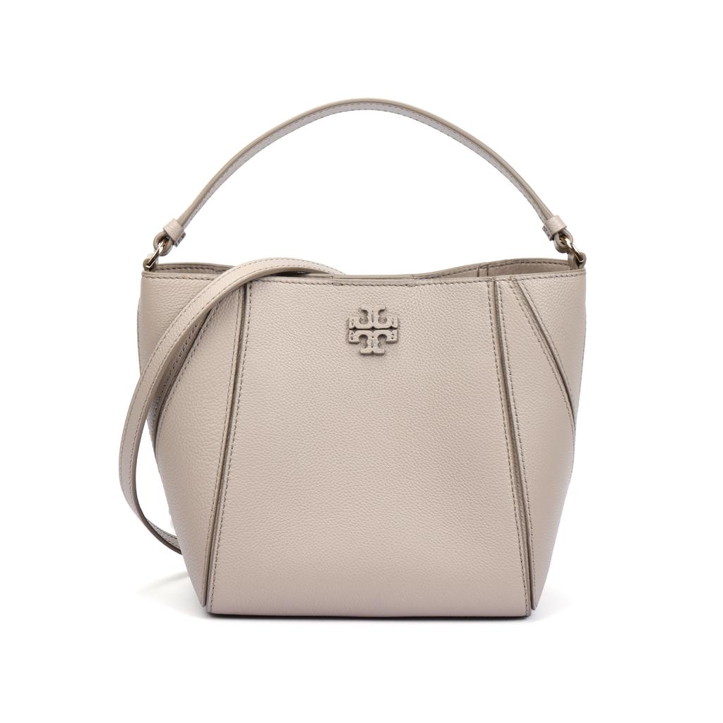 Tory Burch Mcgraw Logo Magnetic Snap Bucket Bag Women Handbags Terracotta-Gray 158500-200