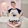 Girls Cotton Pajama Set Short Sleeve Cartoon Print Lightweight Sleepwear Ages 8 2026