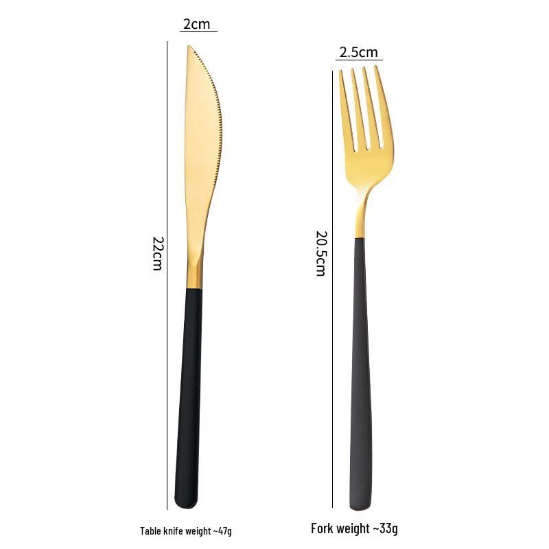 Black Gold 304 Stainless Steel Western Cutlery Set