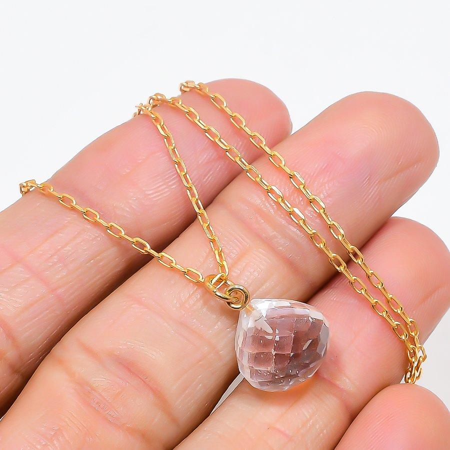 Crystal Quartz Gemstone Handmade 925 Sterling Silver Jewelry Necklace 20" KJ-618