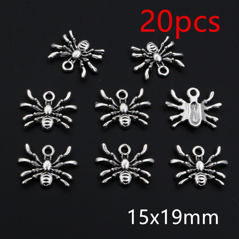 10-20pcs Antique Silver Plated Spider Handmade Charms Pendant DIY Jewelry Making Accessories Findings for Bracelet Necklace