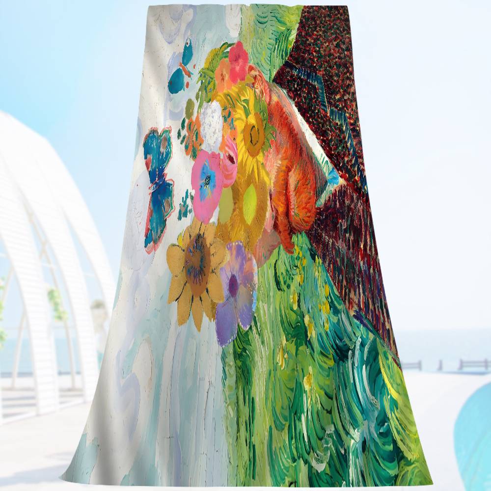 Lang Pattong White Vincent Willem Van Gogh Painting Microfiber Blanket Quick Drying Beach Towels Oversized Printing Super Absorbent Towel Blanket