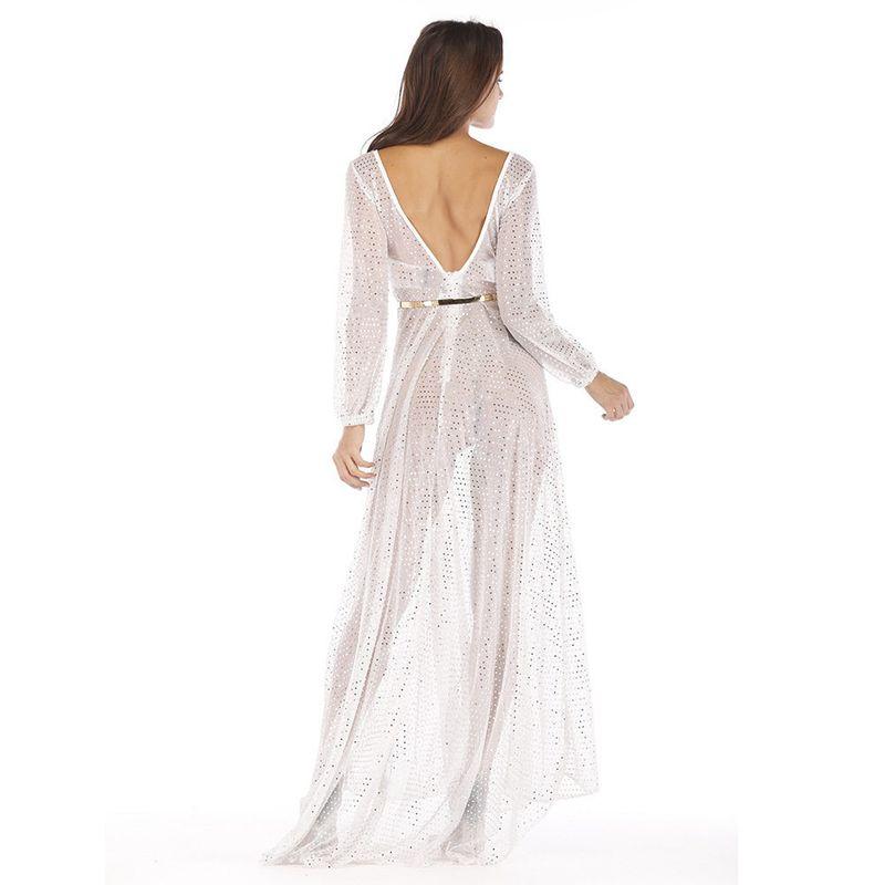 Independent Site Amazon Hot-Selling Women's Clothing European and American Style Mini Dress, Shiny Mesh Long Sexy Nightclub Dress for Women