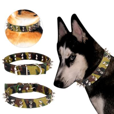 Dog Collar Rivet Decoration Adjustable Fashion Camouflage Canvas Pet Necklace Traction Collar