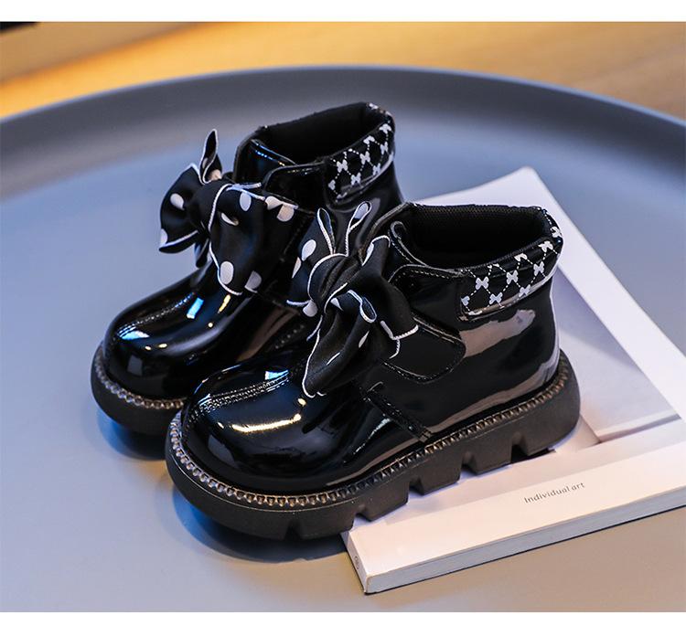 Girls Children's Boots Butterfly Knot Princess Boots 2024 Autumn/Winter New Baby Anti Slip Comfortable Waterproof Short Boots