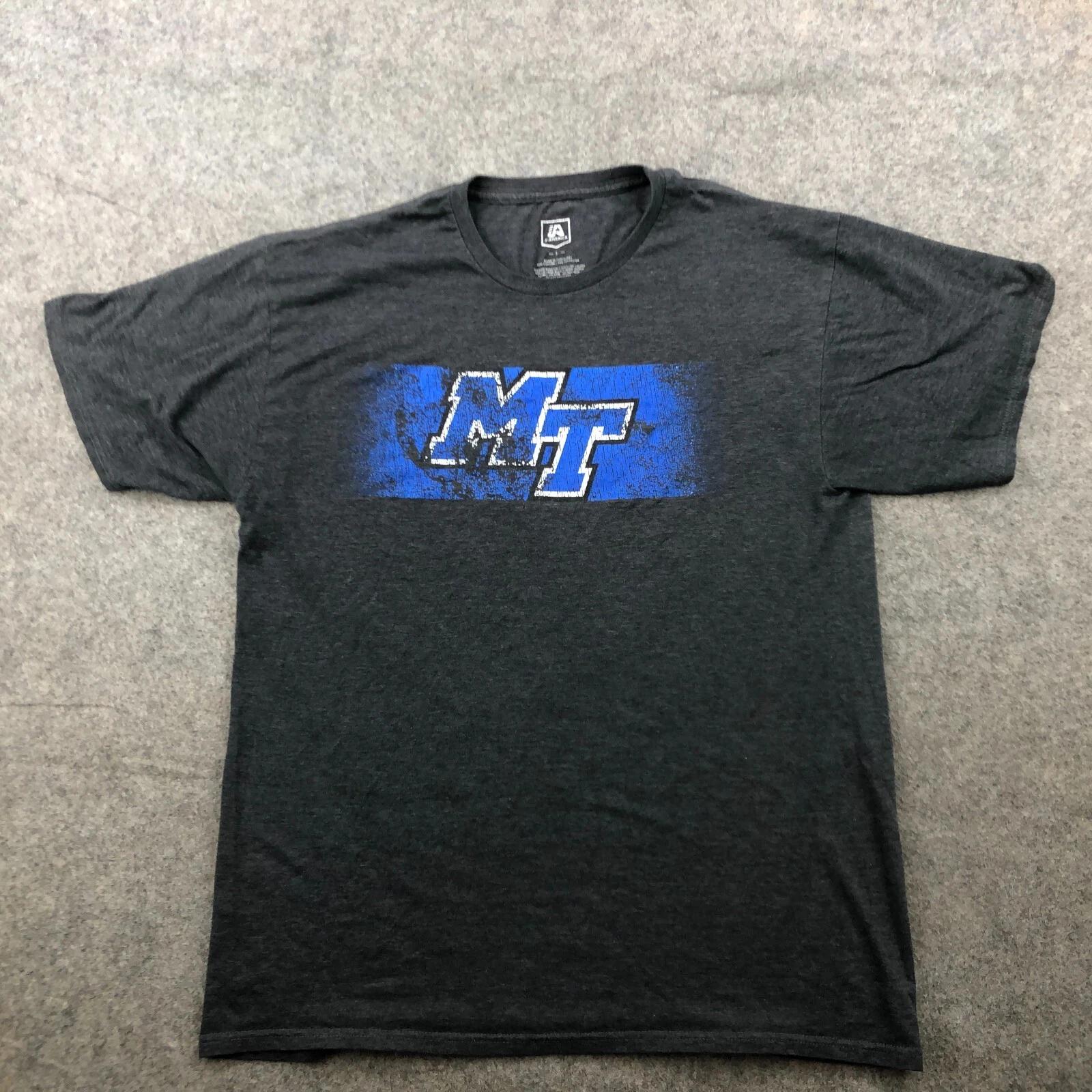 Middle Tennessee State University Shirt Mens Large Gray Blue Logo MTSU XL