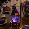 Samlarobjekt i vintagestil med LED-ljus, Halloween-dekor i falsk kristallkula, Hartsfigur av häxa/skelett/katt/spöke med läskig hemdekor