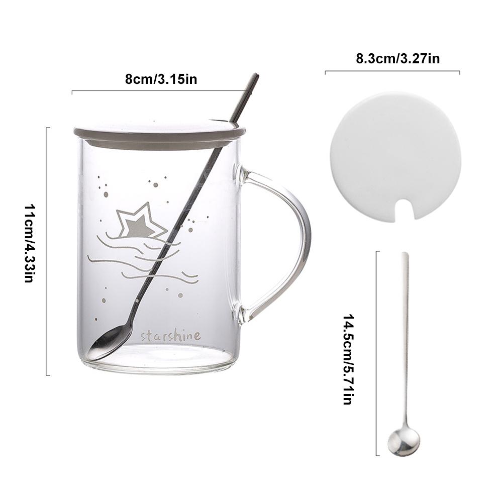 Astronomy Lovers Glass Mugs 480ml Light Changing Mug with Spoon Lid Constellation Luminous Mug Night Sky Birthday New Year Gifts