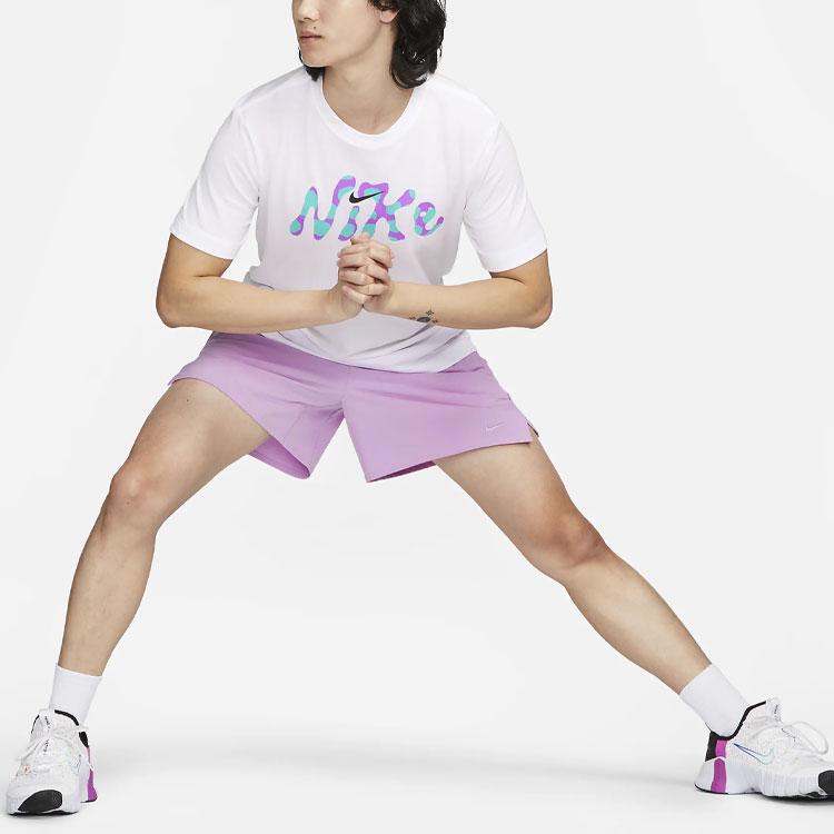 Nike Dri-FIT Letter Print Ribbed Crew Neck Sports Short Sleeve T-Shirt Men Tops White FJ2368-100