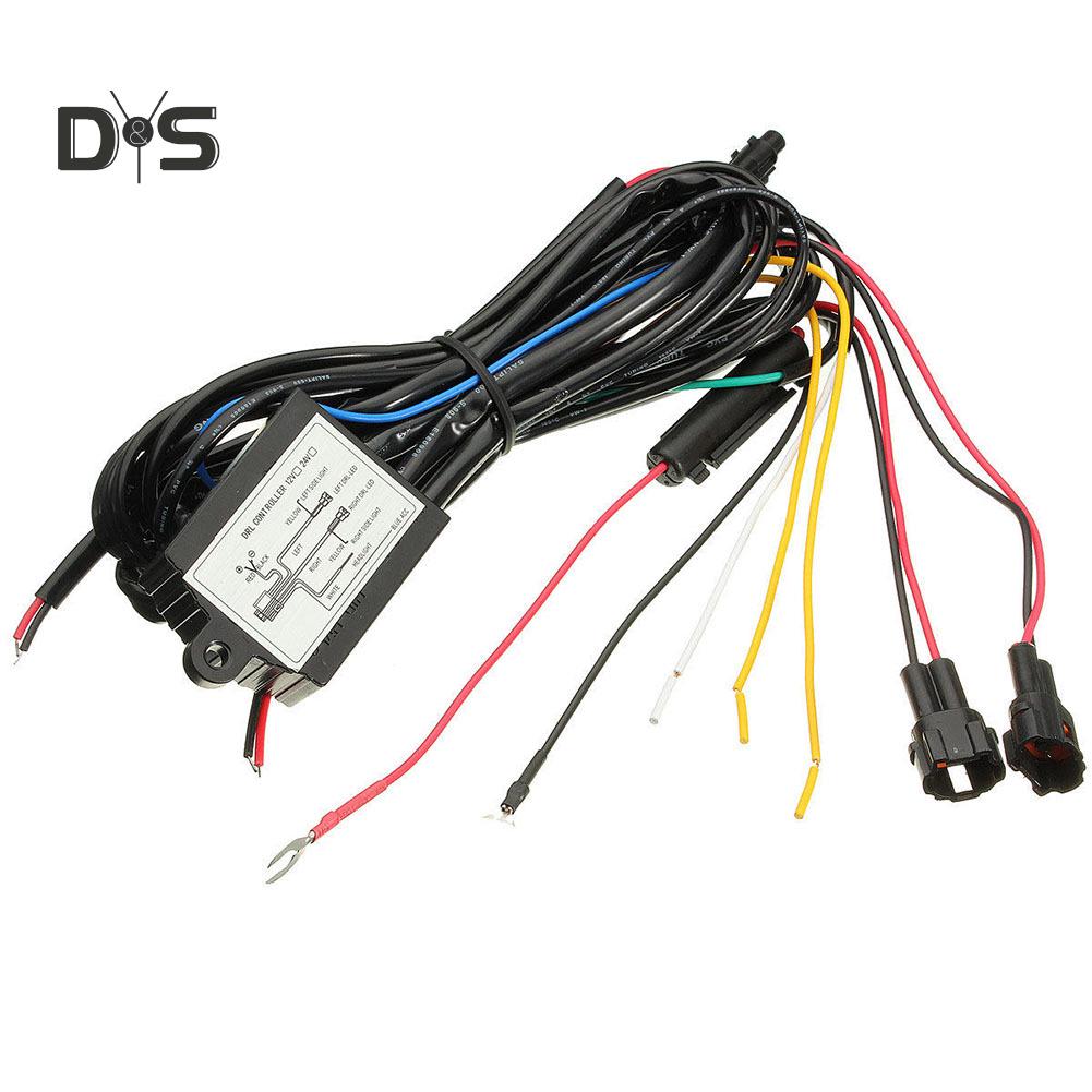 DYS Auto Shop DRL Luz de circulação diurna Dimmer Interruptor de controle do relé de escurecimento Chicote liga-desliga