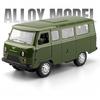 1/18 Russian UAZ TRAVELER BUS Toy Model Off Road Vehicles Alloy Diecast RV Car Models Doors Opened Sound Light Pull Back for Kid