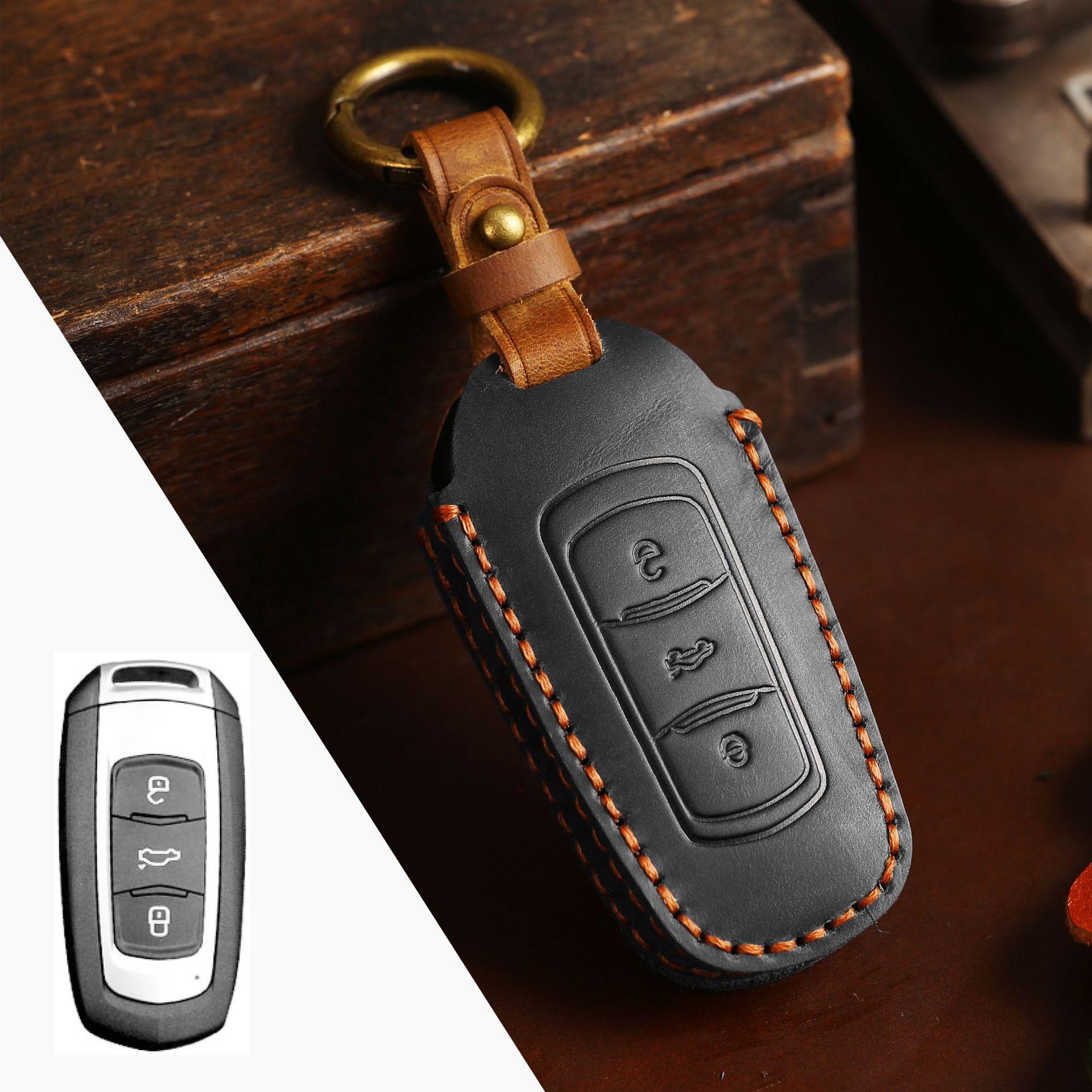 

Leather key cover is suitable for Geely key cover, Emgrand GS Global Hawk, British Vision car key cover, handmade. чёрный