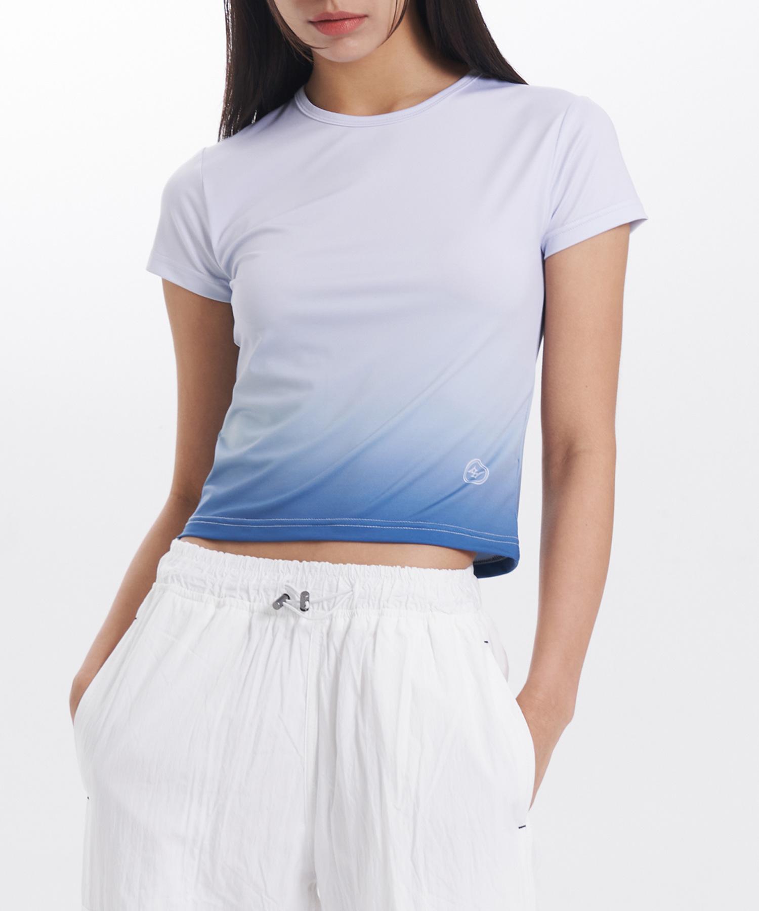 Poder Ombre Logo Crop T-Shirt [Blue]
