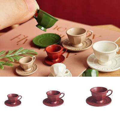 1 Set Casa delle Bambole Tazza da Caffè Francese Mini e Sottotazza Kit Scena Tè Pomeridiano in Miniatura Decorazioni Accessori Bambole Giocattoli
