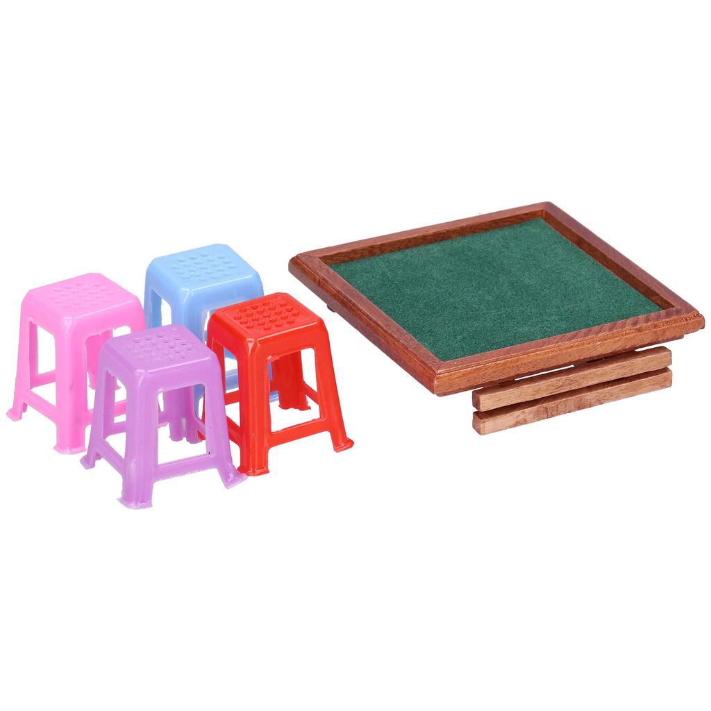 1:12 Puppenhaus Miniatur Mahjong Tisch Hochsimulierter Mahjong Tisch mit Stuhl Mahjong