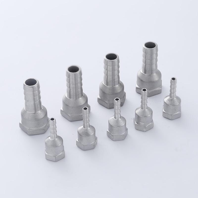 304 Stainless Steel 4-Point Barb Connector Hose Reducer for 1-Inch Soft Rubber or Water Hose