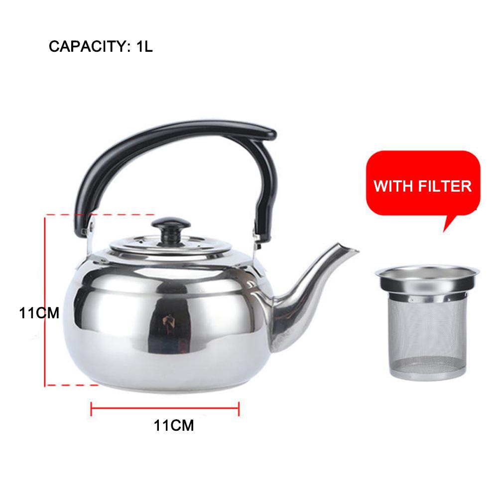 

304 Stainless Steel Tea Kettle, Thickened Persimmon Tea Pot With Tea Strainer, Home El Restaurant Boiling Water Pot, 1.2L серебряный