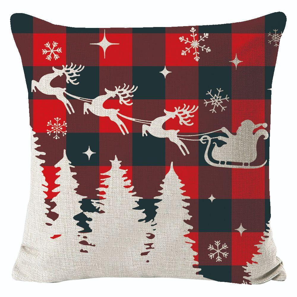 New Christmas Linen Pillow Cover Simple Sofa Pillow Home Printed Cushion Cover