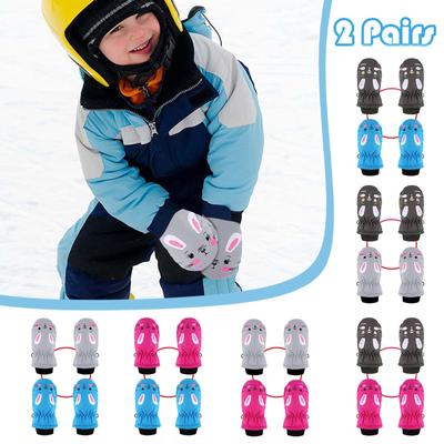 2 Pairs Toddler Kids Baby Boys Girls Ski Gloves Warm Snow Mittens