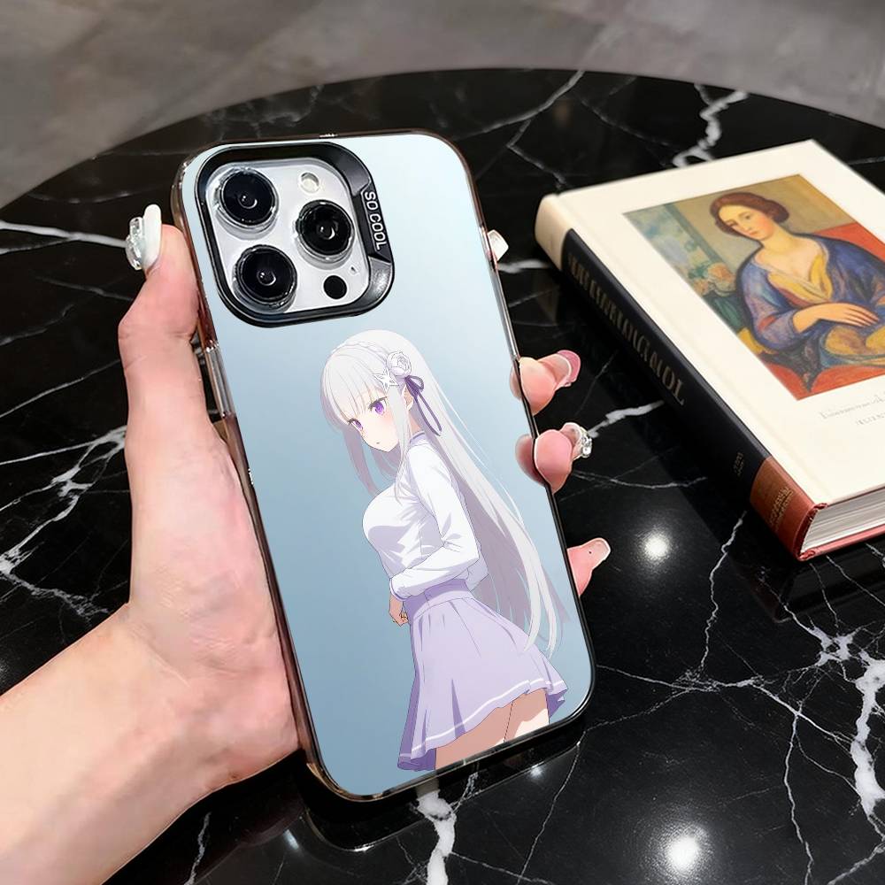ReZero Starting Life E-Emilia-es Phone Case For iPhone 17,16,15,14,13,12,11 Plus,Pro Max,XS,Colorful Silver Black Cover