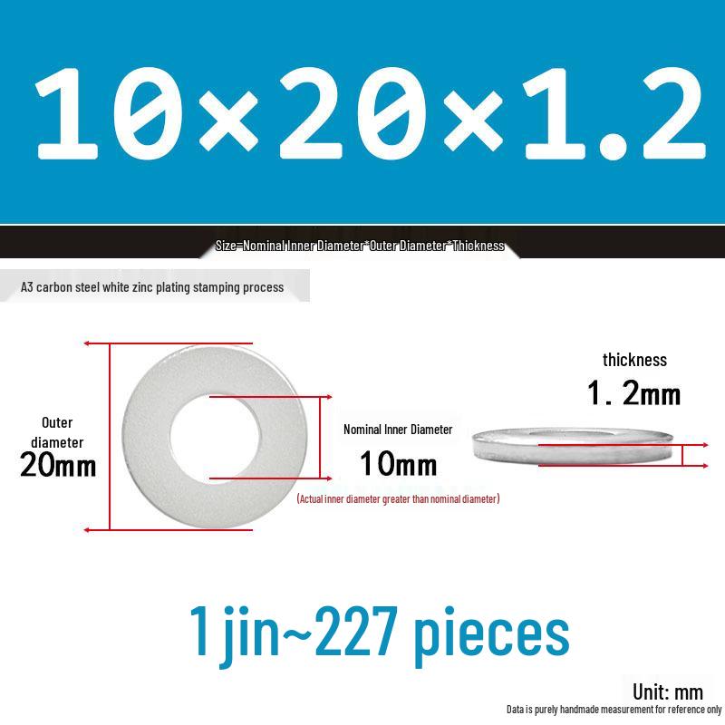 Extra Thick Galvanized Iron Flat Washer, Round, M3-M62