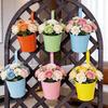 Hanging Tin Flower Pot with Detachable Hook for Courtyard or Fence